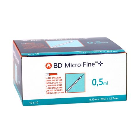 BD Microfine Insulinspritze 0,5ml + Nadel 0,33x12,7mm U100 Box