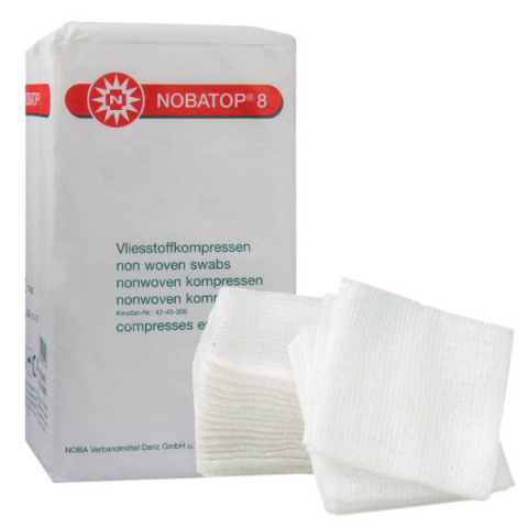 Nobatop non-woven Vliesstoff-Mullkompresse 4-lagig 10x10cm 200 Stück