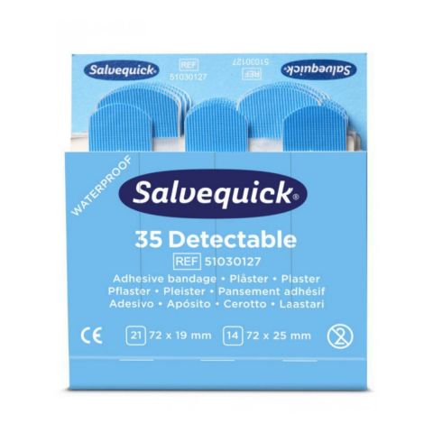 Salvequick refill detecteerbare blauwe vingerpleisters